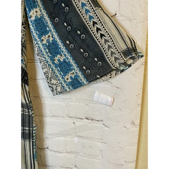 Earthbound Maxi Blue Paisley  Floral Bohemian Tiered  Dress Medium - Picture 2 of 5